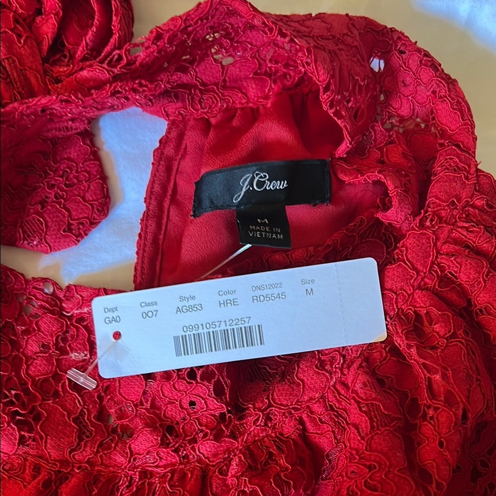 J. Crew Elegant Red Lace Halter Top - Picture 3 of 5